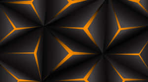 Facetas geométricas pretas delineadas por linhas laranja brilhantes, criando um padrão 3d moderno. — Abstract Polygon Papéis de Parede
