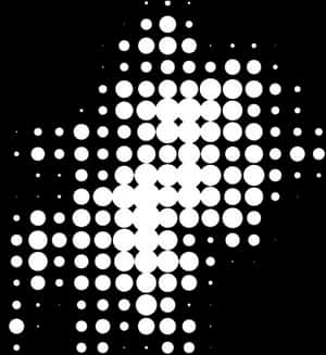 Abstraktes schwarz-weißes Halbton-Punktmuster, das eine stilisierte Vogelform bildet. — Abstract Dot Wallpaper