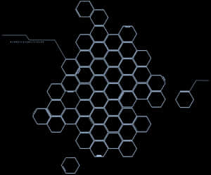 Glowing blue hexagonal grid pattern on black background with circuit lines and text. — Hexagon PNG