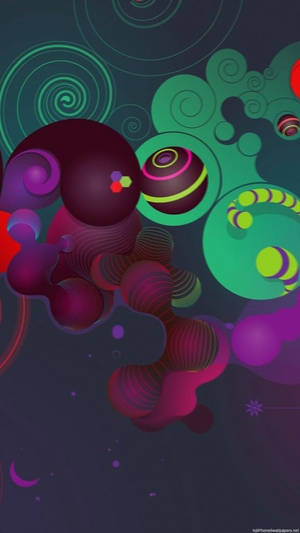 Abstraktes digitales Kunstwerk mit wirbelnden bunten Formen und kosmischem Hintergrund.