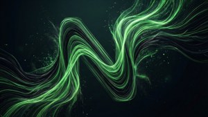 Digital art inspired by Node.js with flowing green lines