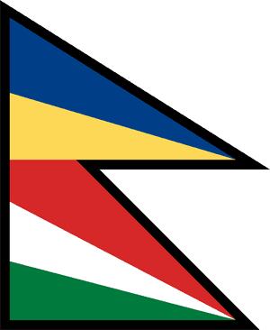 En stiliserad flagga med färgade trianglar och svarta kanter. — Vanuatu Bakgrundsbilder