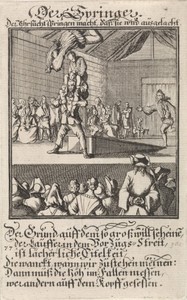 Acrobaat by Caspar Luyken, created 1711, in paper; etching. Download this artwork as a high-resolution wallpaper for desktop, tablet, or mobile. — Art Wallpaper