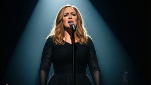 Adele fängslar en publik med sin kraftfulla sång på scen