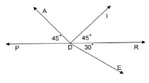 Diagram of intersecting lines with labeled angles at point D. — Adjacent Picture
