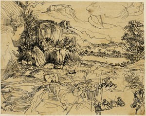 Advance Guard by Rodolphe Bresdin, created n.d., in Pen and black ink, on tan tracing paper, laid down on buff wove paper. Download this artwork as a high-resol — Illustration Wallpaper