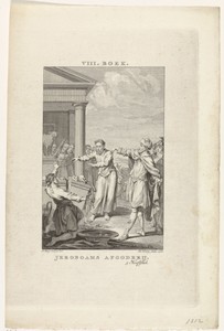 Afgoderij van Jerobeam by Theodoor Koning, created 1780, in paper; engraving. Download this artwork as a high-resolution wallpaper for desktop, tablet, or mobil — Theodoor Koning Wallpaper