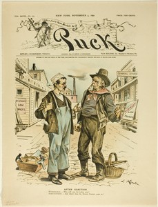After Election, from Puck by Joseph Keppler, created published November 5, 1890, in Color lithograph on newsprint. Download this artwork as a high-resolution wa — Joseph Keppler Wallpaper