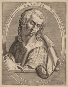 Aggaeus by Theodoor Galle, created published 1613, in engraving on laid paper. Download this artwork as a high-resolution wallpaper for desktop, tablet, or mobi — Theodoor Galle Wallpaper