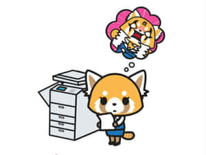 A red panda office worker thinks about an angry tiger while using a photocopier. — Rin okumura Wallpaper