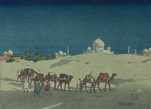 Agra by Charles William Bartlett, created 1916, in color woodcut. Download this artwork as a high-resolution wallpaper for desktop, tablet, or mobile.