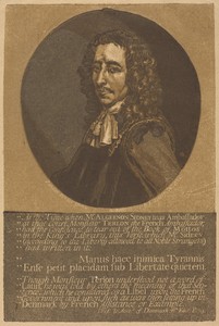Algernon Sidney by John Baptist Jackson, created c. 1717-1780, in chiaroscuro woodcut in tan, light brown, light gray, and dark gray. Download this artwork as a — Art Wallpaper
