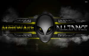 Alienware Alliance logo med et metallisk alienhoved med lysende øjne. — Alienware Billeder