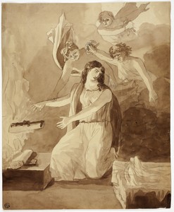 Althaea by Henry Pierce Bone, created 1821/22, in Brush and reddish-brown wash, over graphite, on tan wove paper. Download this artwork as a high-resolution wal — Henry Pierce Bone Wallpaper
