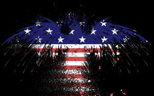 American flag with paint splatter effect on black background