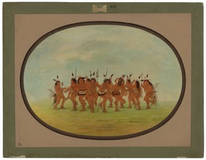 Amusing Dance - Sioux by George Catlin, created 1861/1869, in oil on card mounted on paperboard. Download this artwork as a high-resolution wallpaper for deskto — George Catlin Wallpaper