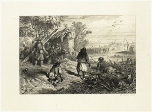 An Ambush by Charles Emile Jacque, created n.d., in Etching, engraving, drypoint and roulette on cream China paper laid down on ivory wove paper. Download this — Illustration Wallpaper