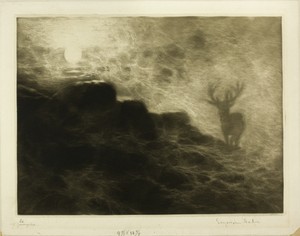 An Early Riser by Francis Seymour Haden, created 1897, in Mezzotint on ivory laid paper. Download this artwork as a high-resolution wallpaper for desktop, table — Francis Seymour Haden Wallpaper