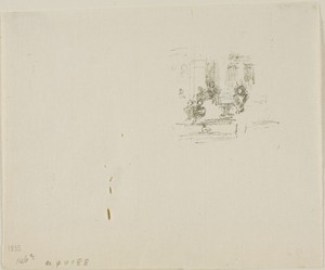 An Interior by James McNeill Whistler, created c. 1891, printed 1904, in Transfer lithograph in black on cream Japanese paper. Download this artwork as a high-r — James McNeill Whistler Wallpaper