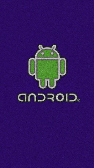 Logotipo verde de robô Android em fundo roxo texturizado com texto 'ANDROID'. — Desenvolvedor Android Papéis de Parede