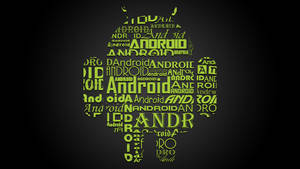 Logotipo verde de robô Android feito de texto em fundo escuro — Desenvolvedor Android Papéis de Parede