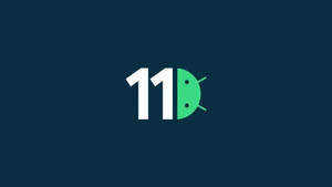 Logotipo Android 11 com cabeça de robô verde mesclada no número 11 sobre fundo verde-escuro. — Desenvolvedor Android Papéis de Parede