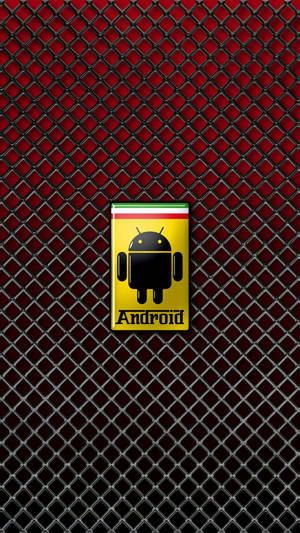 Logotipo Android em um fundo de placa de diamante metálica vermelha — Desenvolvedor Android Papéis de Parede
