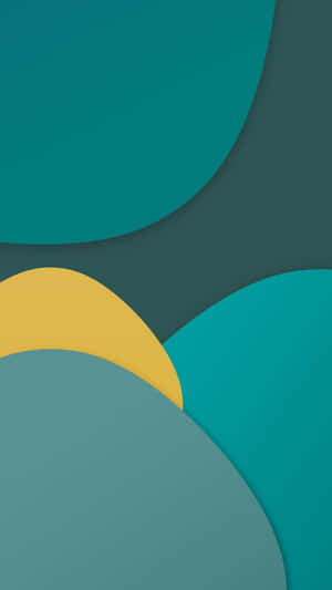 Modern abstrakt tapet med skiktade böjda former i blågrått och senapsgult. — Android Material Design Bakgrundsbilder