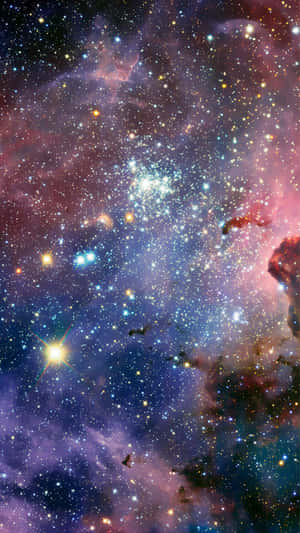 Vibrant cosmic nebula with glowing stars and colorful clouds in deep space. — Android Space Picture