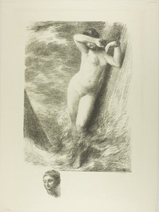 Andromeda by Henri Fantin-Latour, created 1899, in Lithograph in black on ivory wove paper. Download this artwork as a high-resolution wallpaper for desktop, ta — Illustration Wallpaper