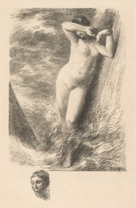 Andromeda by Henri Fantin-Latour, created 1901, in lithograph. Download this artwork as a high-resolution wallpaper for desktop, tablet, or mobile. — Art Wallpaper