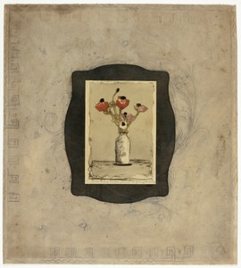 Anemonies by Theodore Roussel, created 1897, in Color etching and aquatint on cream wove paper, tipped onto tan wove paper mount with lavis in black and graphit — Illustration Background