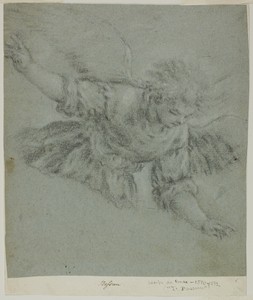 Angel by Jacopo Bassano, created c. 1575, in Black chalk heightened with touches of white chalk, on blue laid paper, laid down on ivory laid paper. Download thi — Illustration Wallpaper