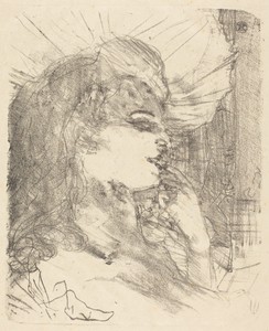 Anna Held by Henri de Toulouse-Lautrec, created 1896, in lithograph in black on paper. Download this artwork as a high-resolution wallpaper for desktop, tablet, — Art Wallpaper