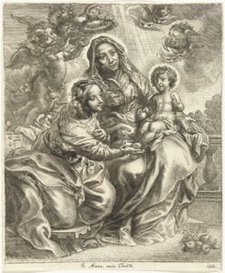 Anna te Drieën by Remoldus Eynhoudts, created 1626 - 1678, in paper; etching. Download this artwork as a high-resolution wallpaper for desktop, tablet, or mobil
