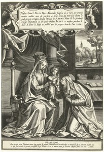 Anna te Drieën by Adriaen Collaert, created 1570 - 1618, in paper; engraving. Download this artwork as a high-resolution wallpaper for desktop, tablet, or mobil — Adriaen Collaert Wallpaper