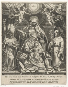 Anna ten drieën by Theodoor Galle, created 1581 - 1612, in paper; engraving. Download this artwork as a high-resolution wallpaper for desktop, tablet, or mobile — Theodoor Galle Wallpaper