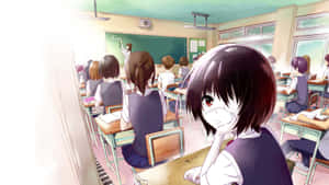 Gadis anime berseragam sekolah terlihat berpikir di kelas bersama teman sekelas dan guru. — Lainnya Wallpaper