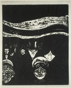 Anxiety by Edvard Munch, created 1896, in Woodcut in black ink on lightweight ivory laid proofing paper. Download this artwork as a high-resolution wallpaper fo — Illustration Background