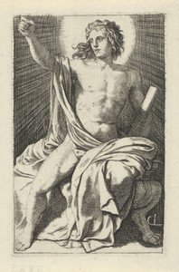 Apollo by Gerard de Lairesse, created 1670, in paper; etching. Download this artwork as a high-resolution wallpaper for desktop, tablet, or mobile. — Gerard de Lairesse Wallpaper
