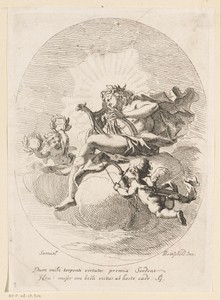 Apollo by Samuel Bottschild, created 1693, in paper; etching. Download this artwork as a high-resolution wallpaper for desktop, tablet, or mobile. — Samuel Bottschild Wallpaper