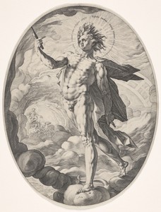 Apollo by Hendrick Goltzius, created 1588, in engraving. Download this artwork as a high-resolution wallpaper for desktop, tablet, or mobile. — Art Picture