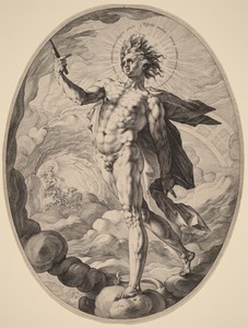 Apollo by Hendrick Goltzius, created 1588, in engraving on laid paper. Download this artwork as a high-resolution wallpaper for desktop, tablet, or mobile. — Art Picture