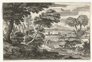 Apollo doodt Coronis by Adriaen van der Kabel, created 1648 - 1705, in paper; etching. Download this artwork as a high-resolution wallpaper for desktop, tablet, — Adriaen van der Kabel Wallpaper
