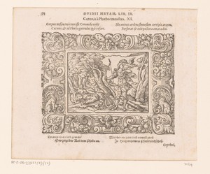 Apollo doodt Coronis by Virgilius Solis, created 1569, in paper; letterpress printing; houtsnede. Download this artwork as a high-resolution wallpaper for deskt — Virgilius Solis Wallpaper