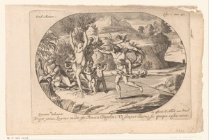 Apollo en Daphne by Jean Lepautre, created 1658 - 1709, in paper; etching. Download this artwork as a high-resolution wallpaper for desktop, tablet, or mobile. — Jean Lepautre Wallpaper