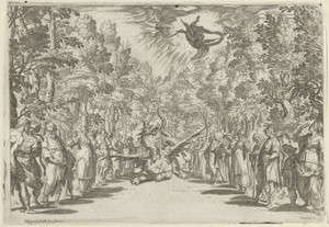 Apollo en de python by Agostino Carracci, created 1589 - 1592, in paper; etching; engraving. Download this artwork as a high-resolution wallpaper for desktop, t