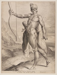 Apollo Slaying the Python by Jan Harmensz. Muller, created c. 1598, in Engraving on ivory laid paper. Download this artwork as a high-resolution wallpaper for d — Illustration Background