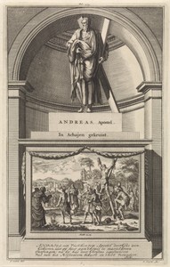 Apostel Andreas by Jan Luyken, created 1698, in paper; etching; engraving. Download this artwork as a high-resolution wallpaper for desktop, tablet, or mobile. — Art Wallpaper