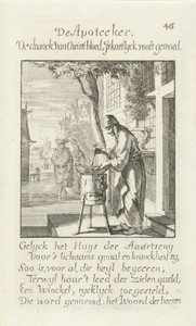 Apotheker by Jan Luyken, created 1694, in paper; etching. Download this artwork as a high-resolution wallpaper for desktop, tablet, or mobile. — Art Wallpaper
